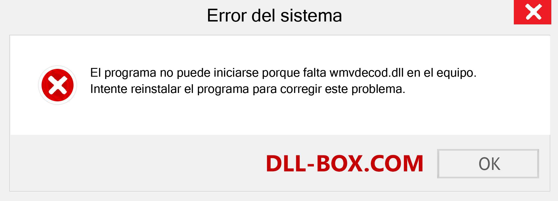 ¿Falta el archivo wmvdecod.dll ?. Descargar para Windows 7, 8, 10 - Corregir wmvdecod dll Missing Error en Windows, fotos, imágenes