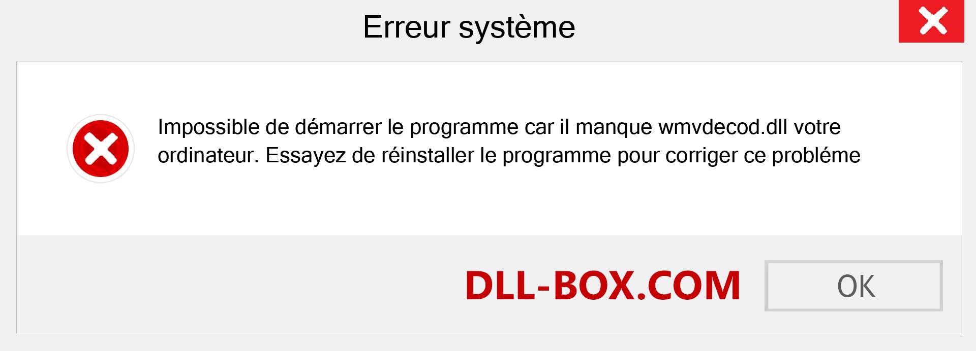 Le fichier wmvdecod.dll est manquant ?. Télécharger pour Windows 7, 8, 10 - Correction de l'erreur manquante wmvdecod dll sur Windows, photos, images